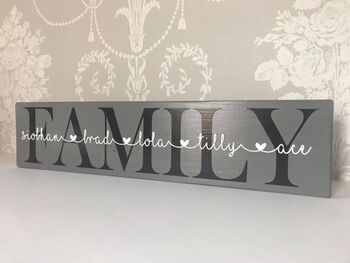 Personalised Family Sign With Heart Names, 3 of 4