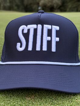 Golf Baseball Cap “Stiff” 3D Embroidered, Rope Detailing, Blue, Black Or White, 2 of 12