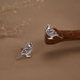 Sterling Silver Enamel Sparrow Stud Earrings, thumbnail 1 of 12