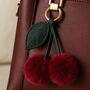 Cherry Pom Pom Faux Leather Keyring Or Bag Charm, thumbnail 1 of 3