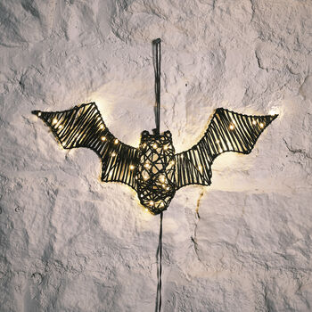 Light Up LED Black Rattan Bat Halloween Decoration, 4 of 5