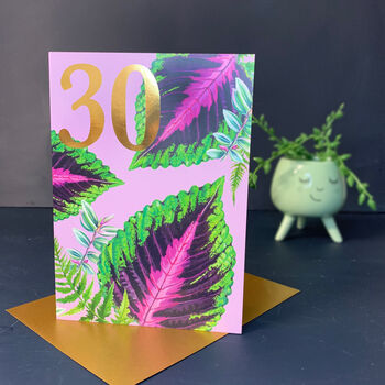 30th Birthday Houseplants Card With Gold Type, 2 of 3
