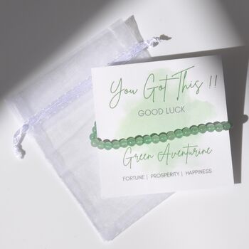 You Got This! Good Luck Green Aventurine Crystal Bracelet Gift, 3 of 6