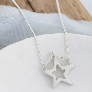 Silver Star Necklace. Geometric Pendant, 8 of 12