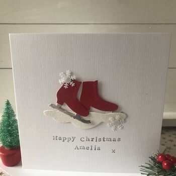 Personalised Ice Skates Christmas Card, 4 of 4