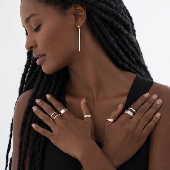 Personalised Flat Sterling Silver Hammered Wedding Ring Band – 5mm, 6 of 10