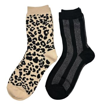 Berlin Black And Cream Leopard Sock Box Duo, 2 of 3