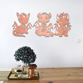Dragon Trio Wood Art: Kids Room Wall Decor, 5 of 10
