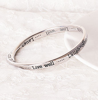 live love laugh silver bangle