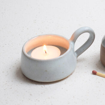 Stoneware Glazed Tea Cup Tea Light Holder, 3 of 7