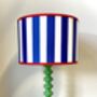 Carnival Table Lamp With Blue Stripe Shade, thumbnail 1 of 5