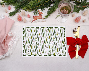 Christmas Placemats With Reindeer Forest Tree Design, 2 of 3