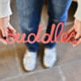 Neon Coral Soft Script Style Word Cuddles, thumbnail 1 of 4