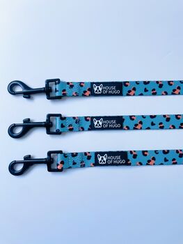 Blue Animal Print Dog Puppy Collar And Lead Set, 3 of 9