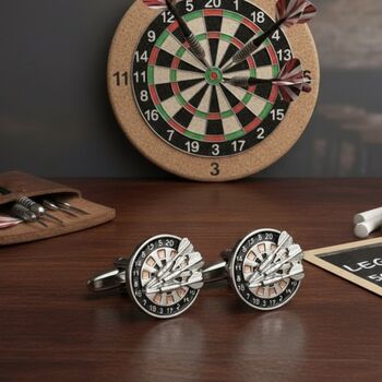 Personalised Dartboard With Darts Cufflinks, 7 of 12