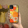 Vintage 1970's Orange Floral Pattern iPhone Case, thumbnail 1 of 3