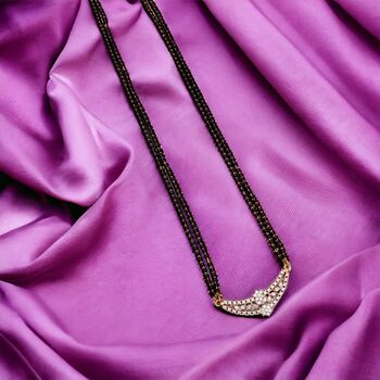 Nazaria Zircon Dangle Mangalsutra Black Beads Necklace, 6 of 7
