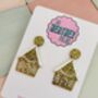 Gingerbread House Glitter Christmas Earrings / Festive Jewellery / Novelty Dangles / Christmas Gift / Sparkly Holiday Accessories, thumbnail 3 of 6