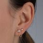 Droplet Double Stud Earrings With Chain Connector, thumbnail 1 of 6