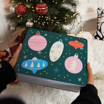 Personalised Baubles Xl Gift Storage Tin, 2 of 8