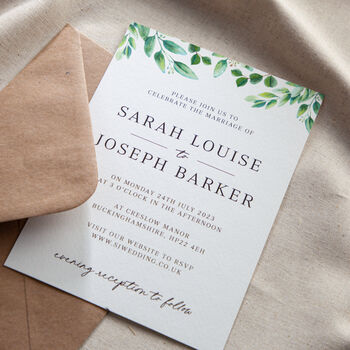 Green Eucalyptus Wedding Invitation And Envelope, 2 of 4