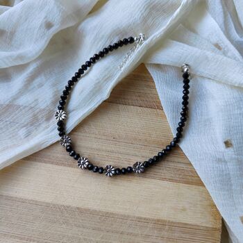 Black Beads Floral Indie Chain Boho Payal Anklet, 4 of 4