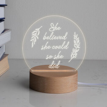 Engraved 'She Believed She Could' Mini Desk Lamp, 3 of 7