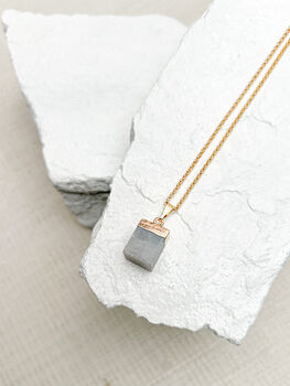 Amazonite Cube Necklace Real 18k Gold Plated, 5 of 6