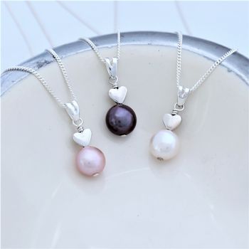 Single Pearl Pendant With Heart, 4 of 12