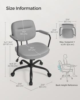 Desk Chair Ergonomic Synthetic Leather Office Chair, 10 of 12