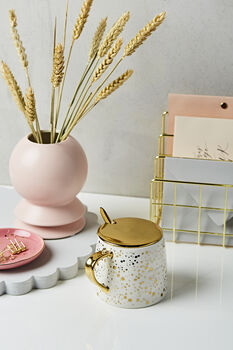 Gold Speckled Pink Mug With Spoon And Lid, 2 of 7