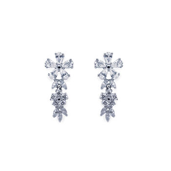 Cherish Rhodium Plated Floral Earrings, 2 of 5