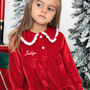 Personalised Girl's Christmas Red Velvet Dressing Gown, thumbnail 3 of 3
