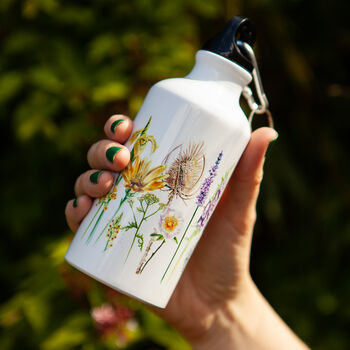 Inky Wildflower Metal Water Bottle With Personalisation, 3 of 12