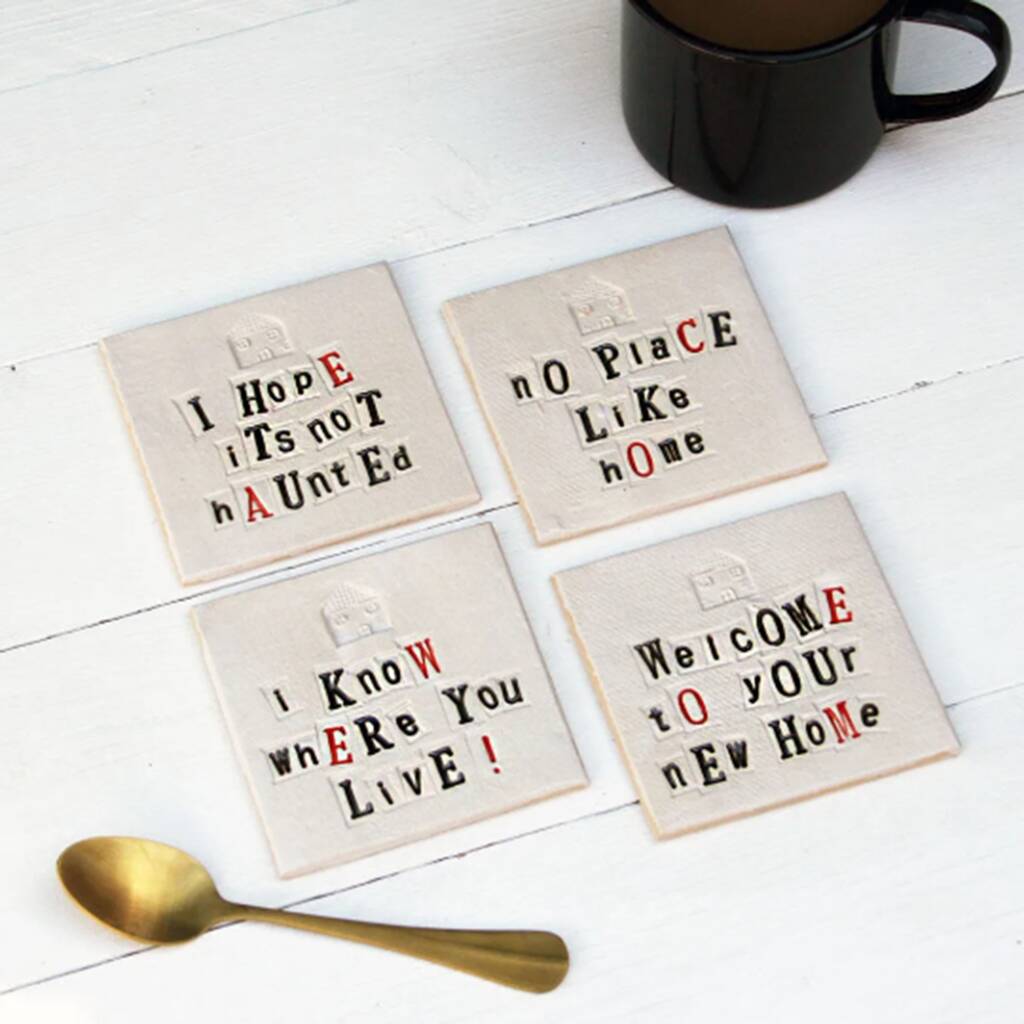 New Home Ceramic Coasters By Juliet Reeves Designs