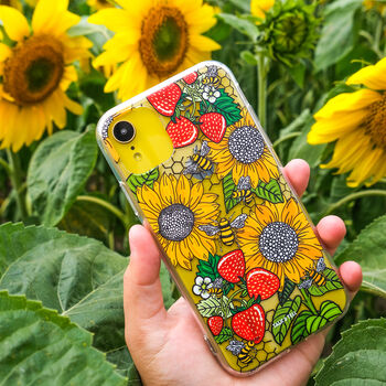 Sunflower Bees Strawberry Phone Case For iPhone, 8 of 10