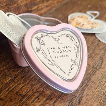 Personalised Wedding Heart Tea Tin, 2 of 6