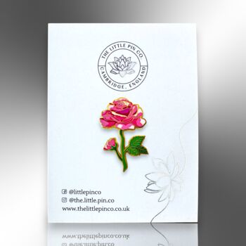 Large Pink Rose Hard Enamel Pin Brooch, 4 of 8