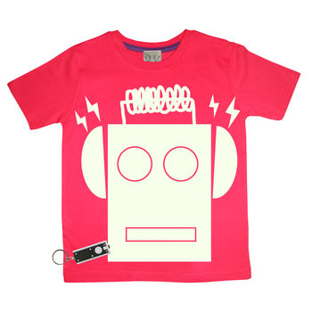 Robot Glow In The Dark Interactive Kids T Shirt, 4 of 7