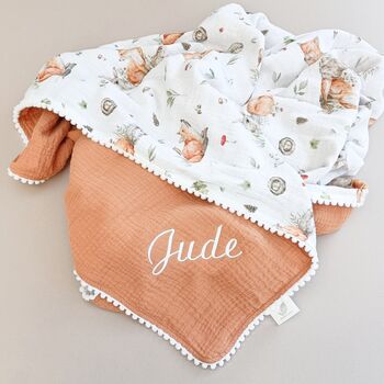 Personalised Wildflower Organic Muslin Baby Blanket, 5 of 12