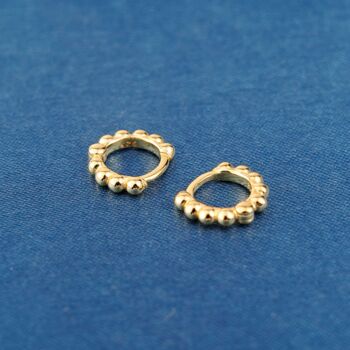 Gold Beaded Tiny Hoops, Minimalistic Hoop Earrings, 3 of 7