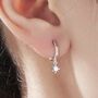 Minimal And Tiny Starburst Huggie Hoop Earrings, thumbnail 1 of 10