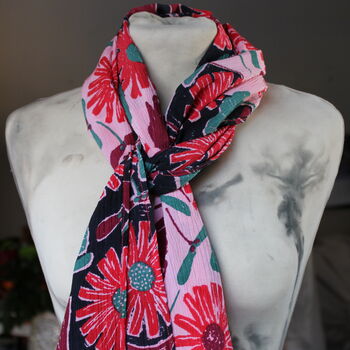 Hand Printed And Painted Daisy Ginkgo Silk Scarf, 2 of 2