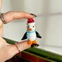 Hand Blown Tiny Glass Penguin With Santa Hat, thumbnail 5 of 6