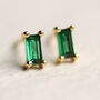 Emerald Green Baguette Rectangle Stud Earrings, thumbnail 6 of 7