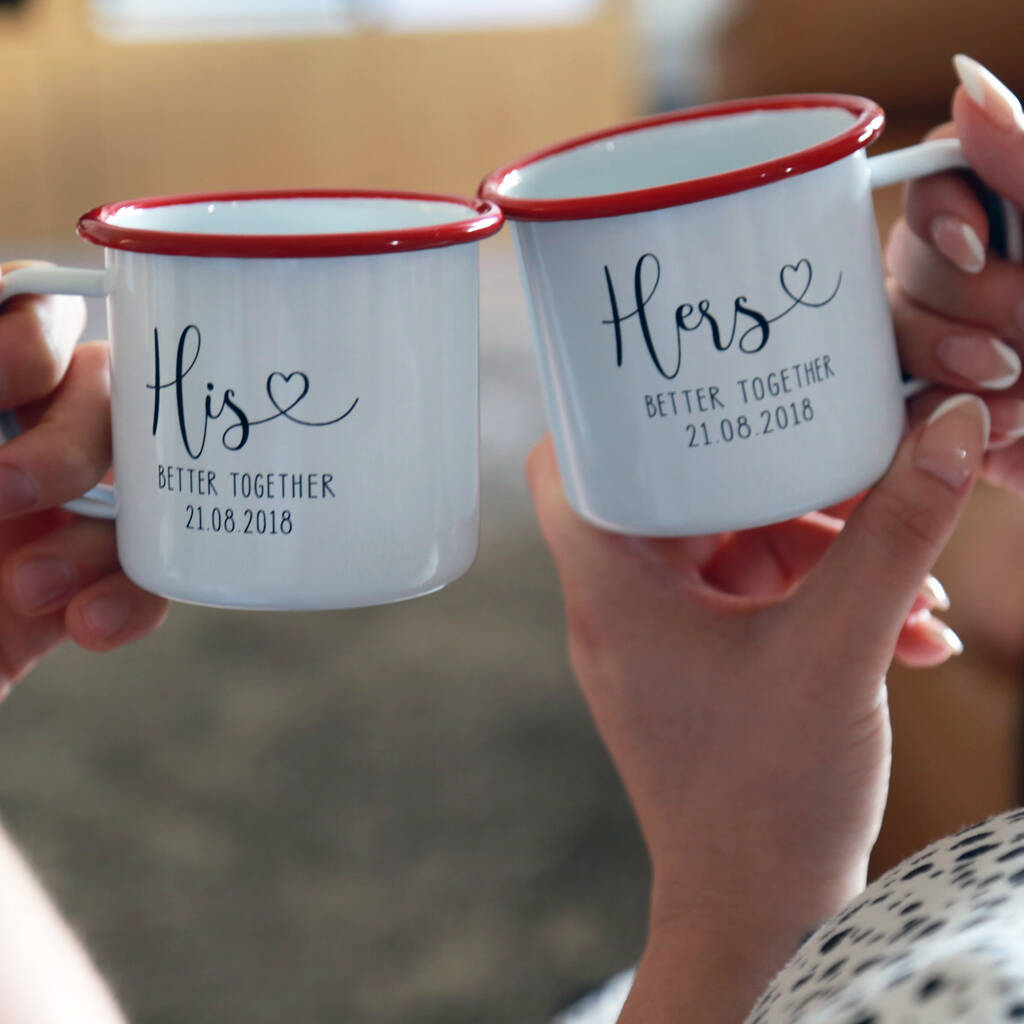 Personalised His And Hers Enamel Mug Set Of Two By Duncan Stewart