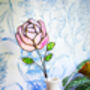 Pink Rose Flower Stem Faux Glass Flowers, thumbnail 5 of 11