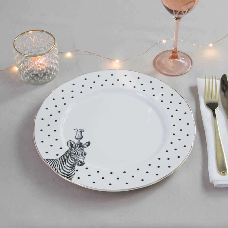 'zebras and cocktails' dinner plate by yvonne ellen ...