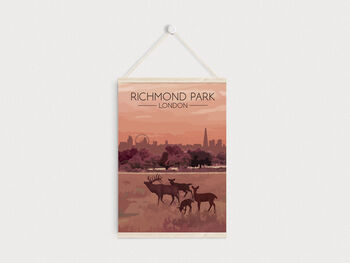 Richmond Park London Travel Poster Art Print, 5 of 7