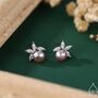 Sterling Silver Freshwater Pearl With Marquise Cz Stud Earrings, thumbnail 1 of 12